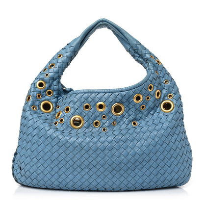 Bottega Veneta Nappa Intrecciato Grommet Medium Veneta Hobo Blue 1 of 13