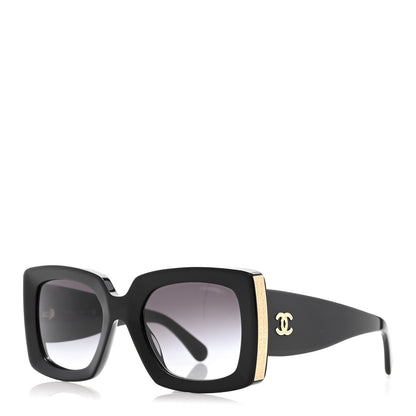 Chanel Acetate Rectangle Sunglasses 5435-A Black 1 of 7