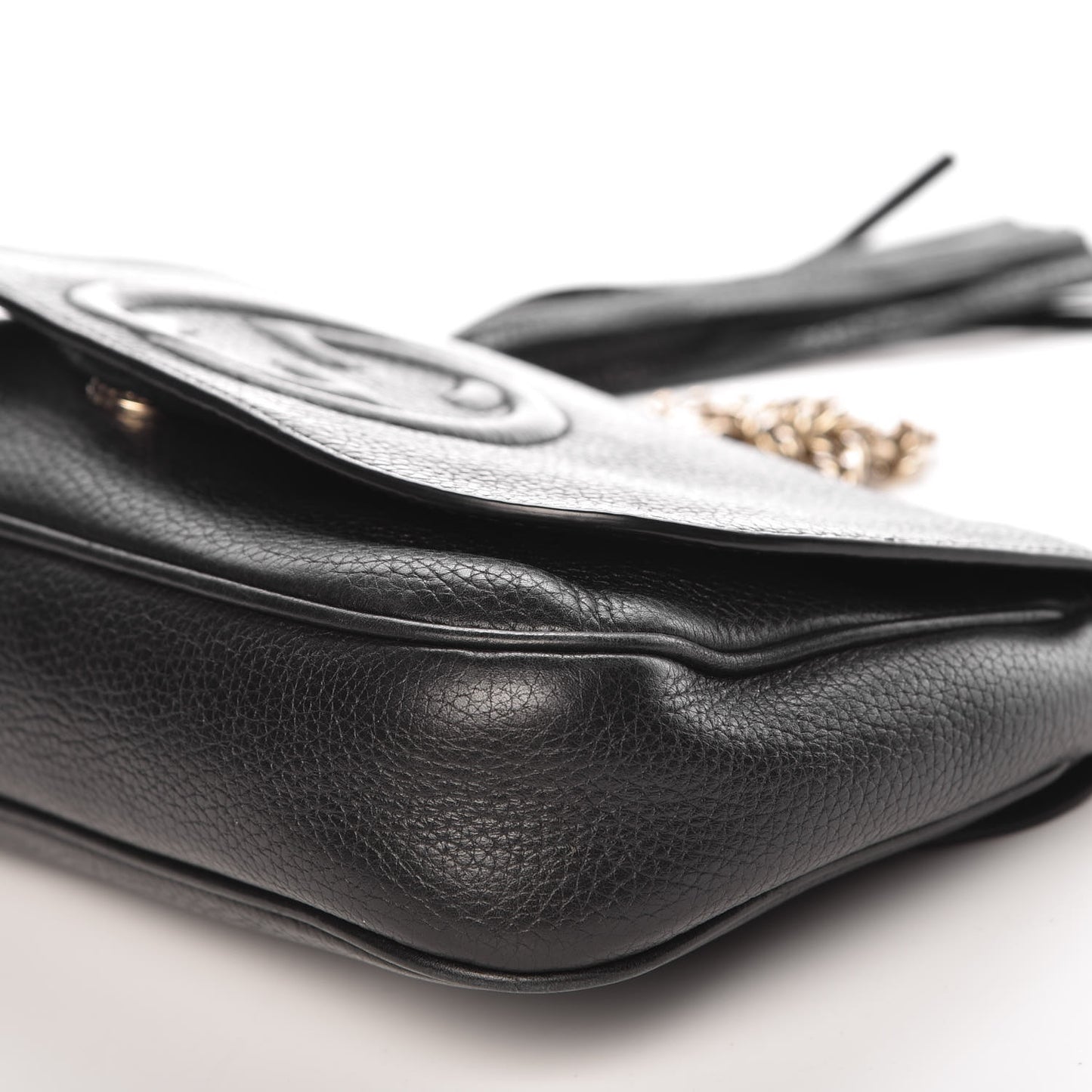 Pebbled Calfskin Medium Soho Flap Crossbody Black