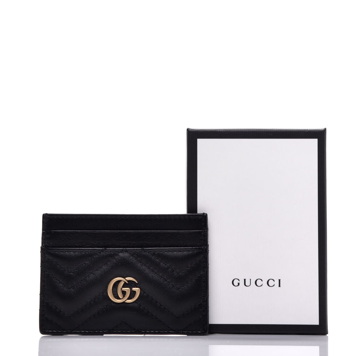 Calfskin Matelasse GG Marmont Card Holder Black