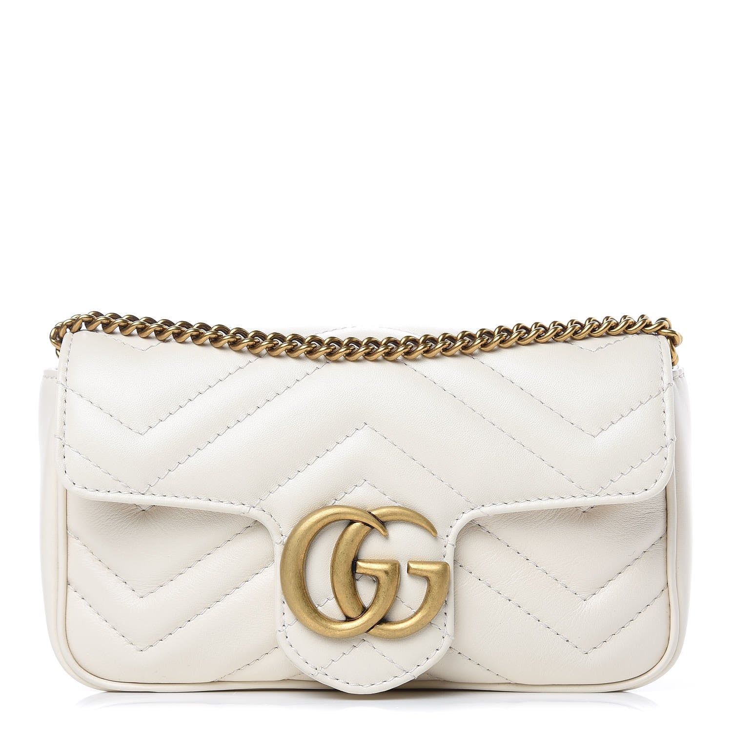 Gucci Calfskin Matelasse Super Mini GG Marmont Shoulder Bag White 1 of 10