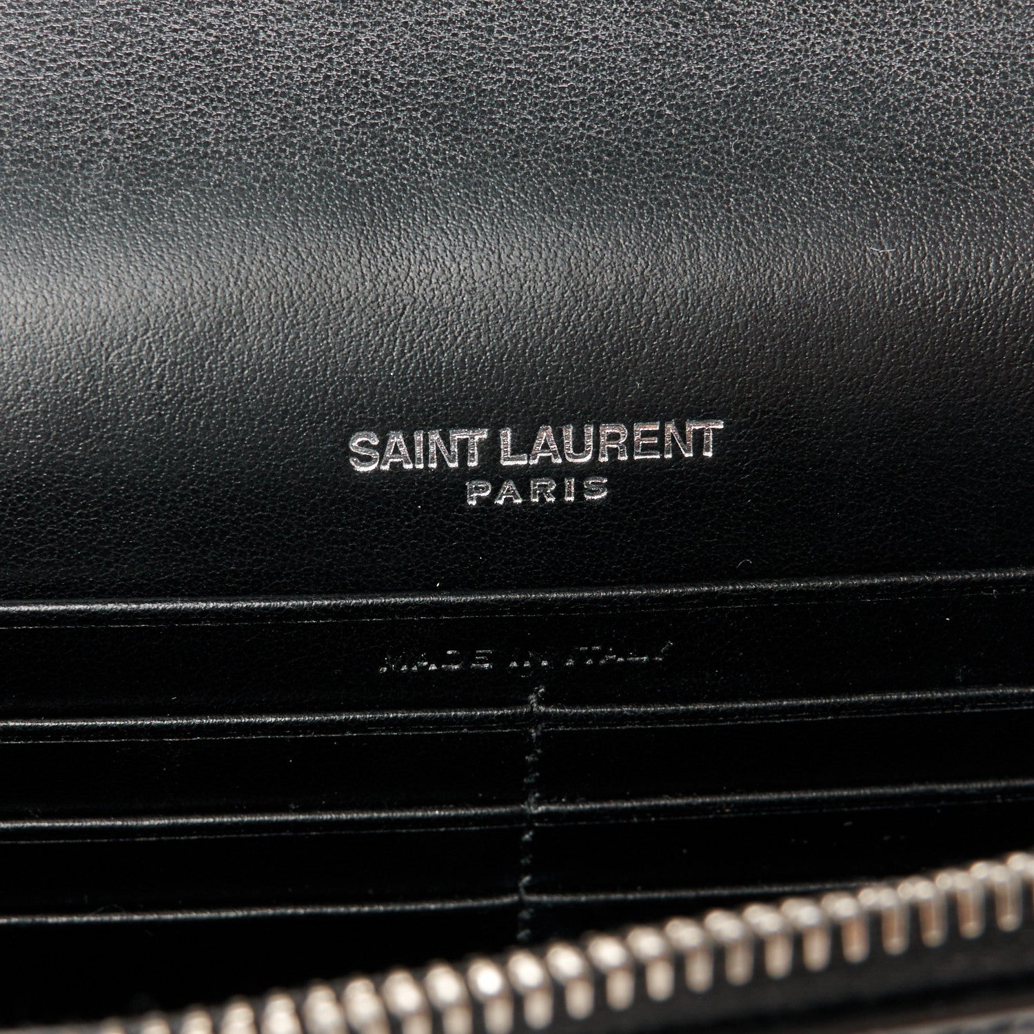 Saint Laurent Calfskin Crocodile Embossed Kate Monogram Tassel Chain Wallet Black 6 of 9