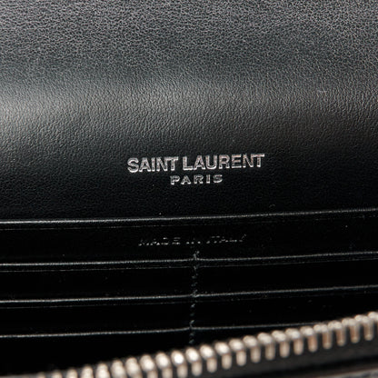 Saint Laurent Calfskin Crocodile Embossed Kate Monogram Tassel Chain Wallet Black 6 of 9