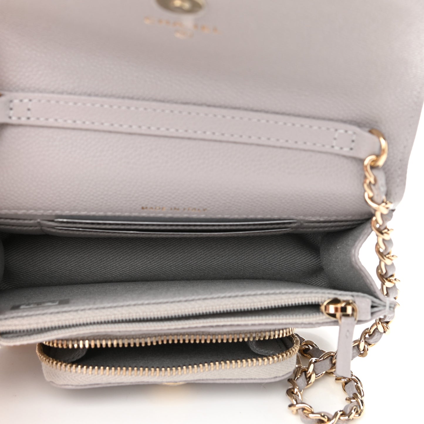 Caviar Quilted Mini Business Affinity Flap Grey