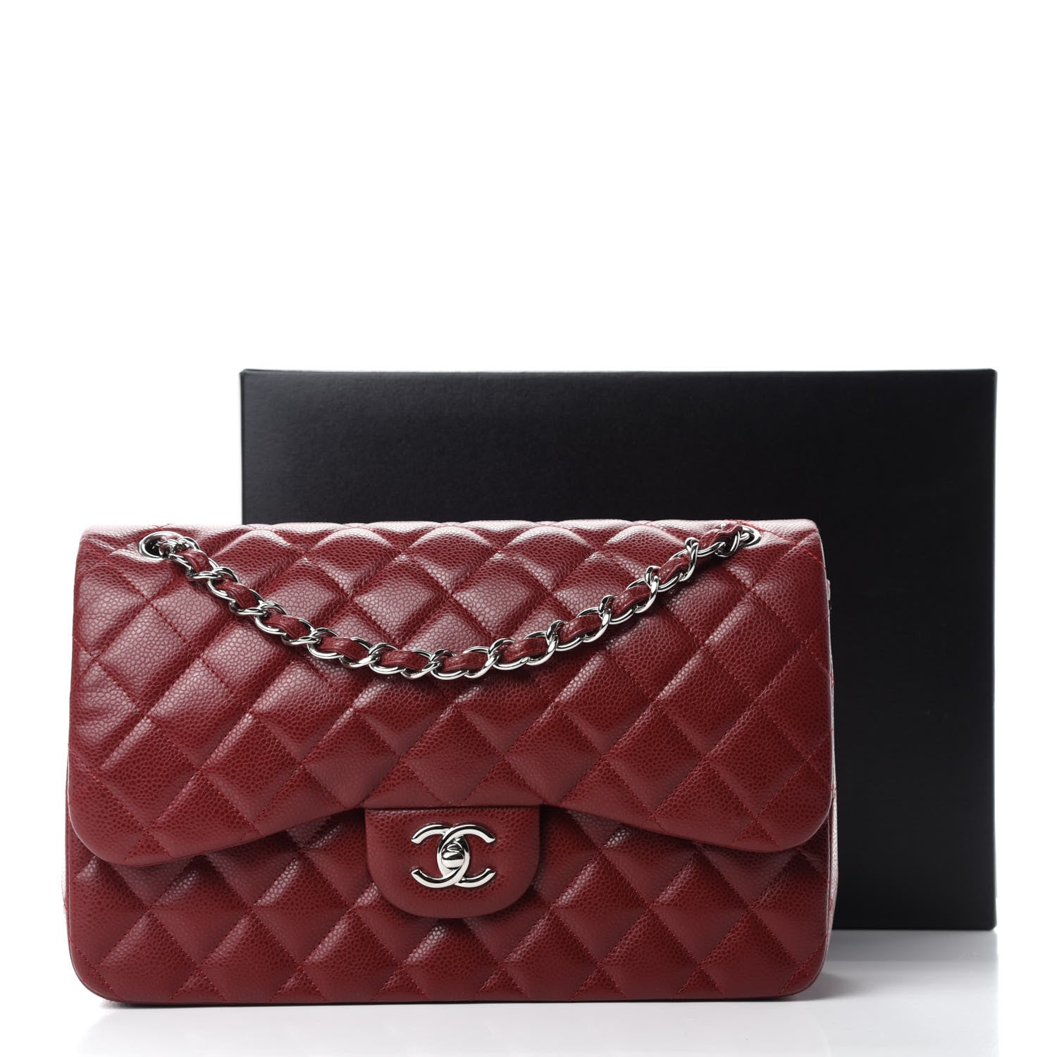 Chanel Caviar Quilted Jumbo Double Flap Dark Red 13 of 13