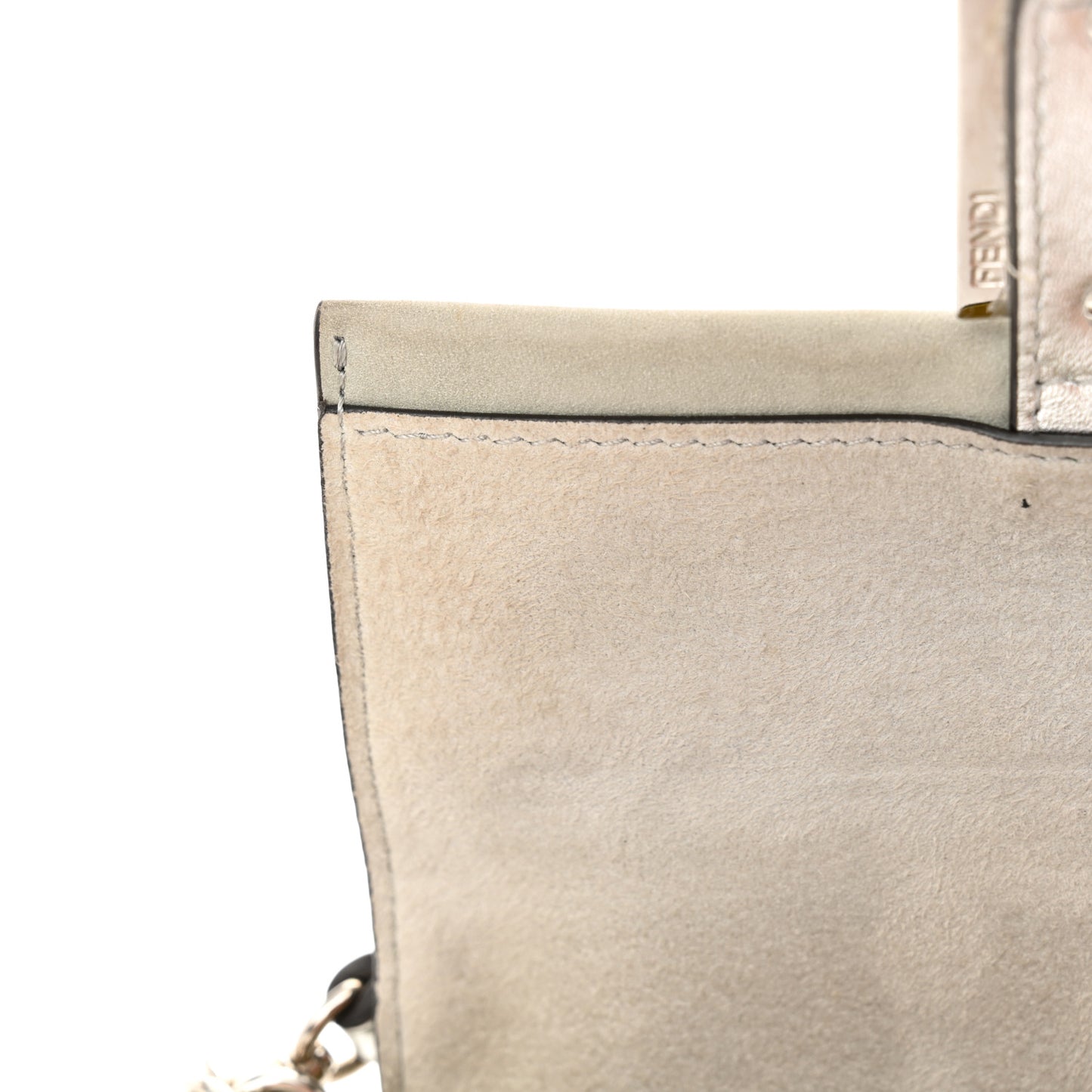 Crystal Vitello Laminato Mini Baguette Crystal Argento