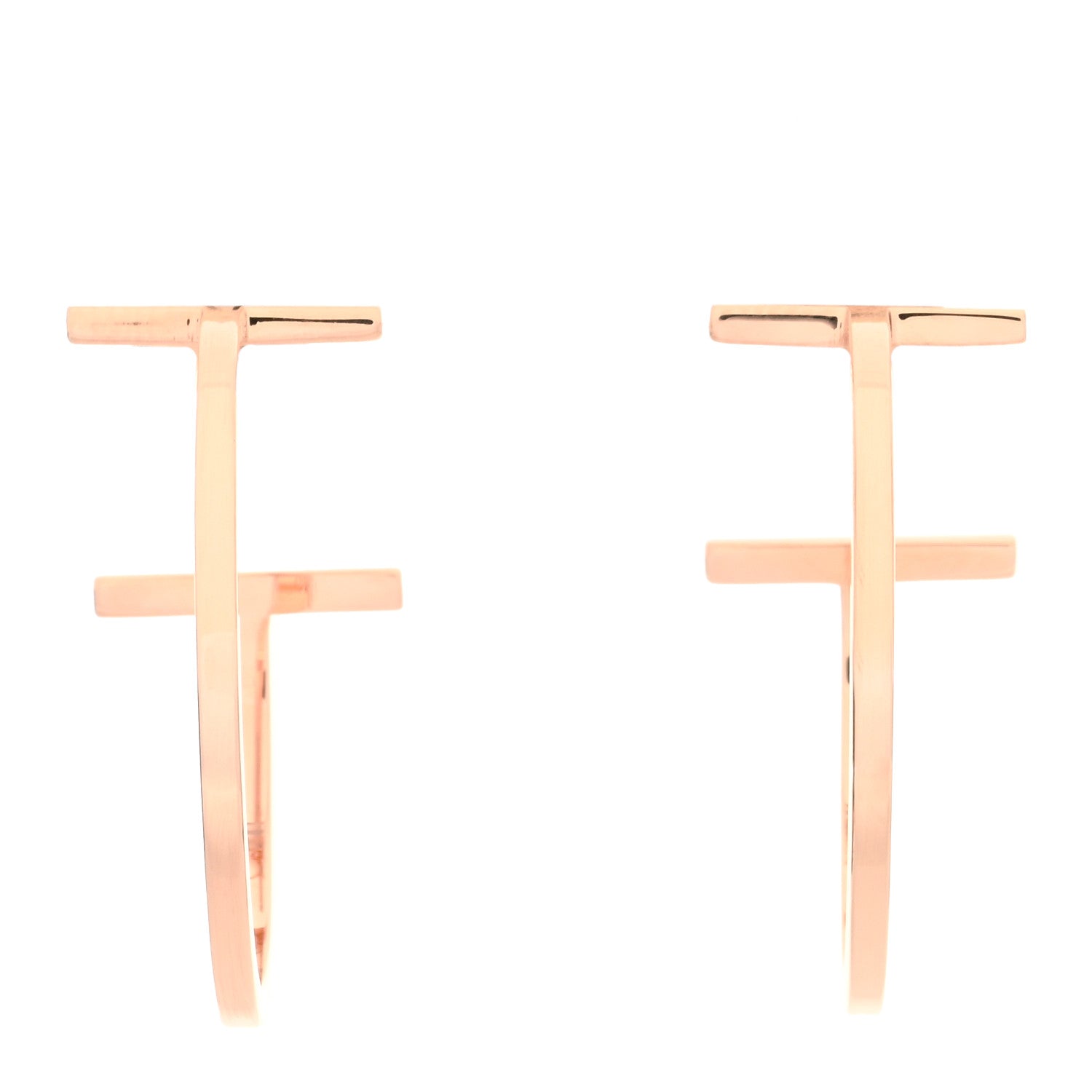 Tiffany 18K Rose Gold Medium T Wire Hoop Earrings 1 of 4