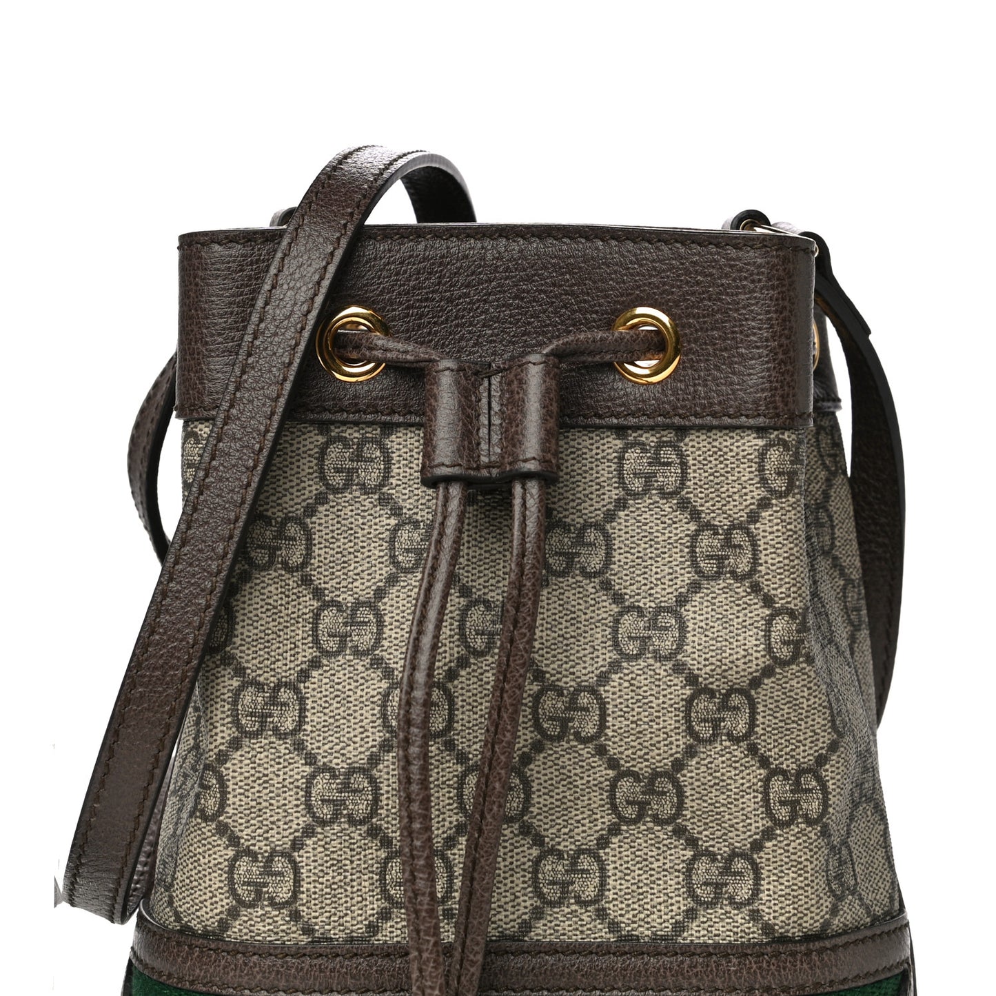 GG Supreme Monogram Web Mini Ophidia Bucket Bag Brown