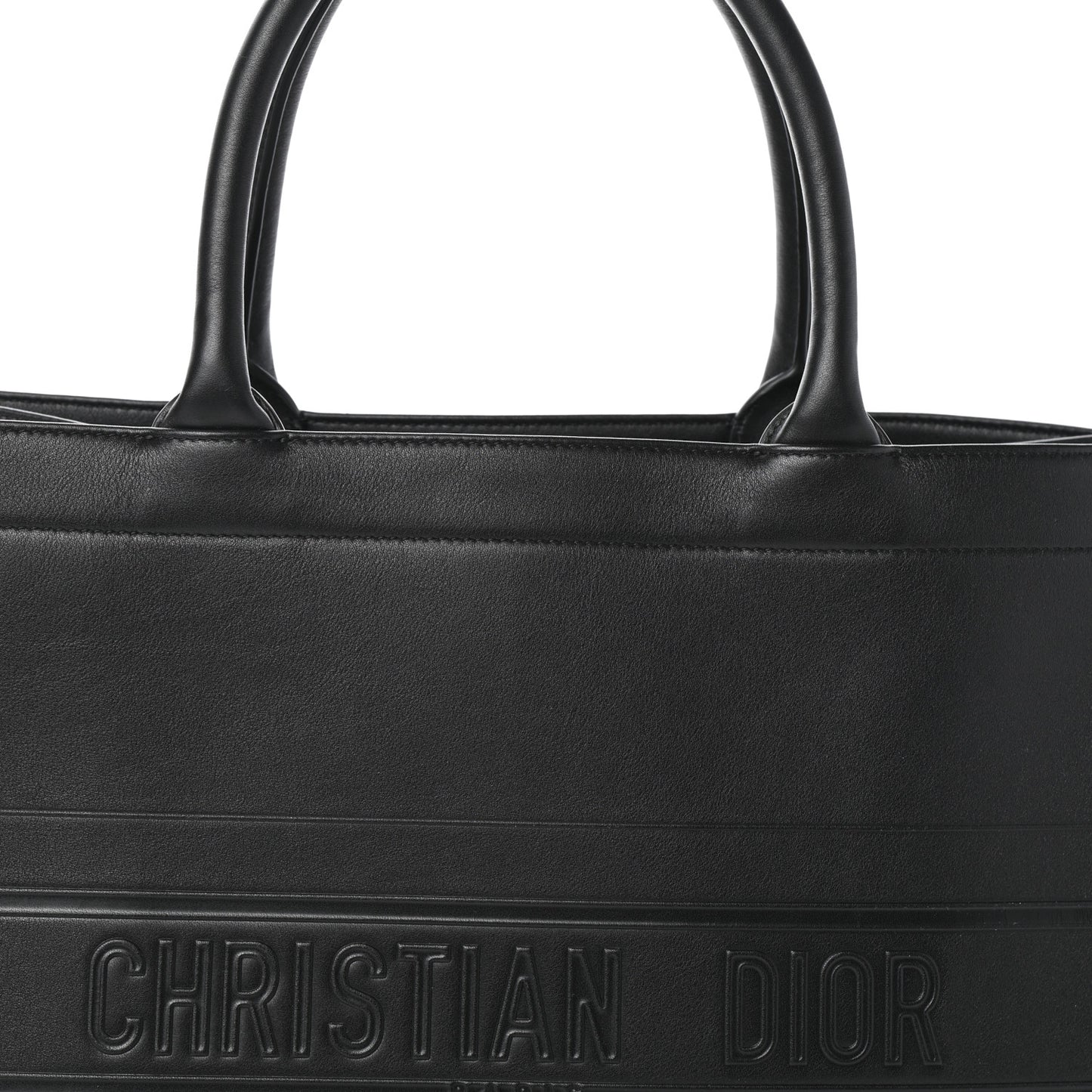 Calfskin Embossed Medium Book Tote Black