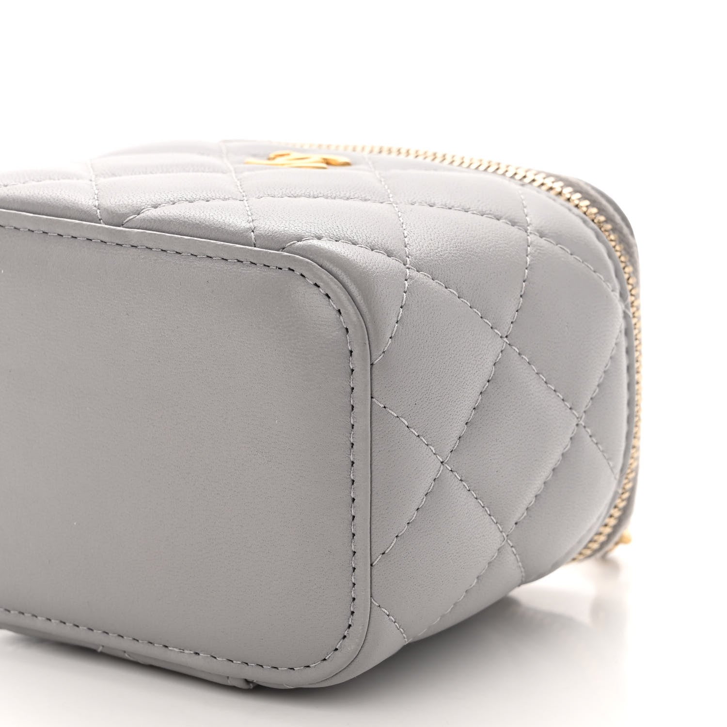 Chanel Lambskin Quilted Pearl Crush Mini Vanity Case With Chain Grey 10 of 10