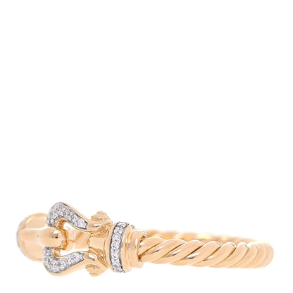 David Yurman 18K Yellow Gold Diamond Petite Buckle Cable Ring 50 5.5 4 of 5