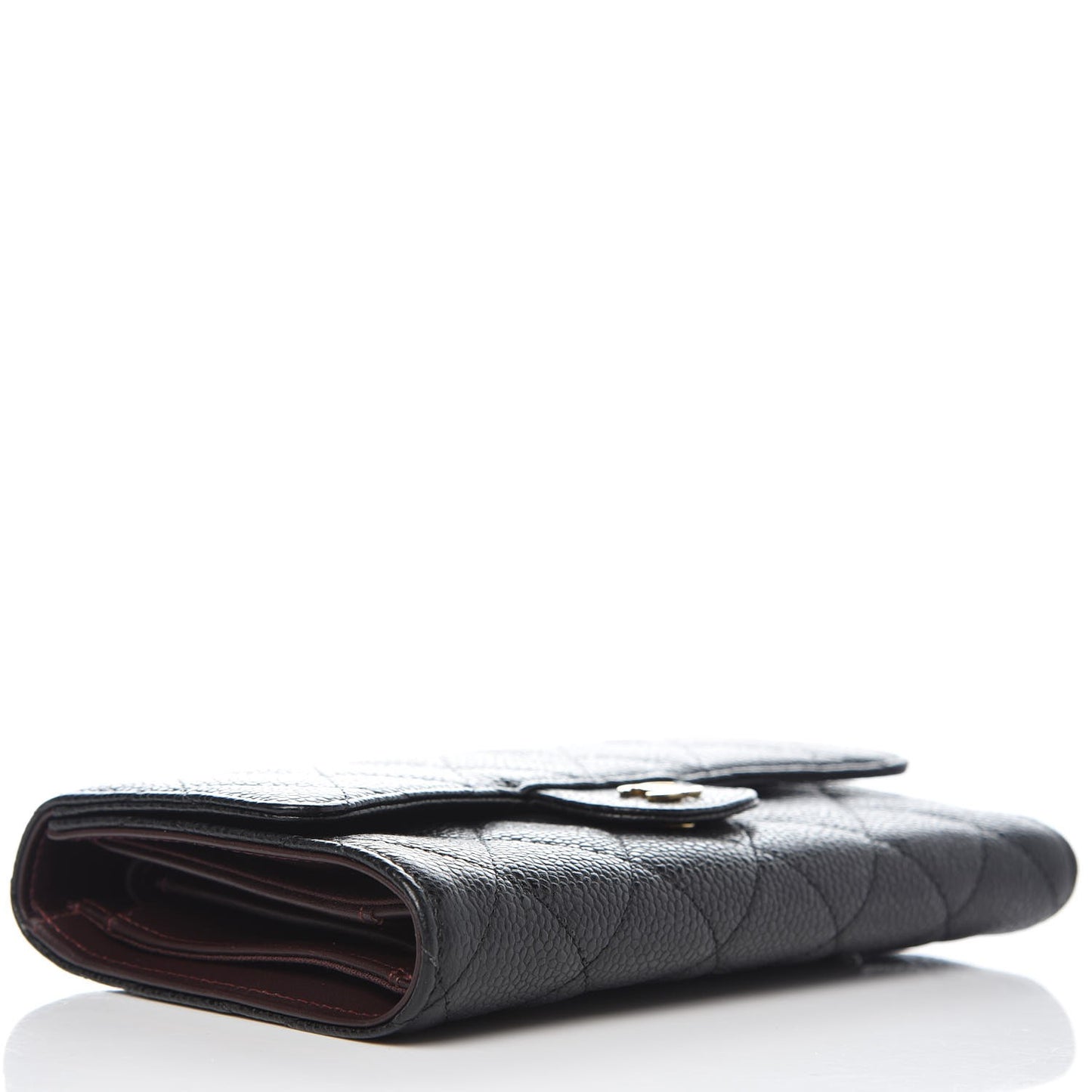 Caviar Quilted Large Flap Wallet Black