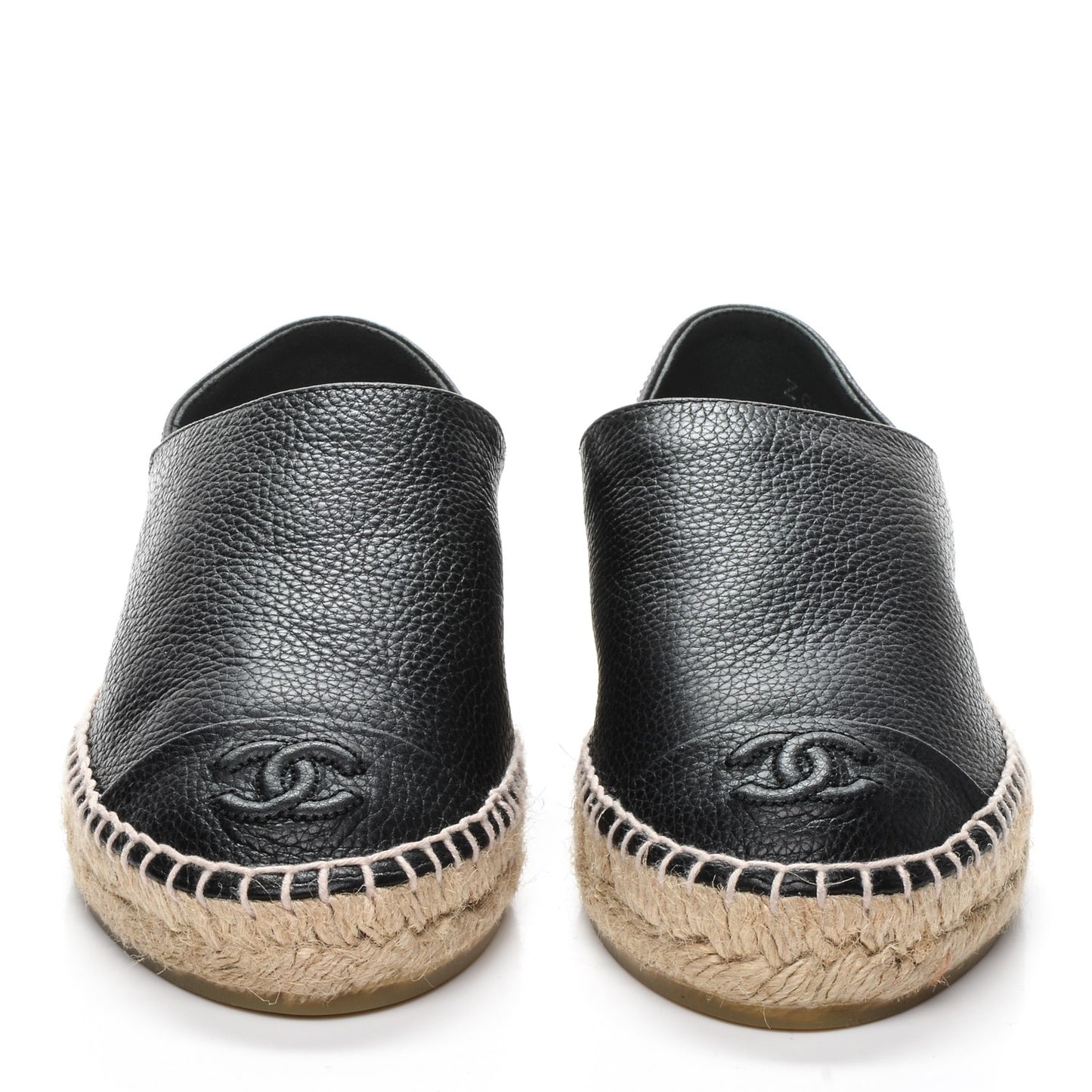 Grained Calfskin CC Espadrilles 35 Black