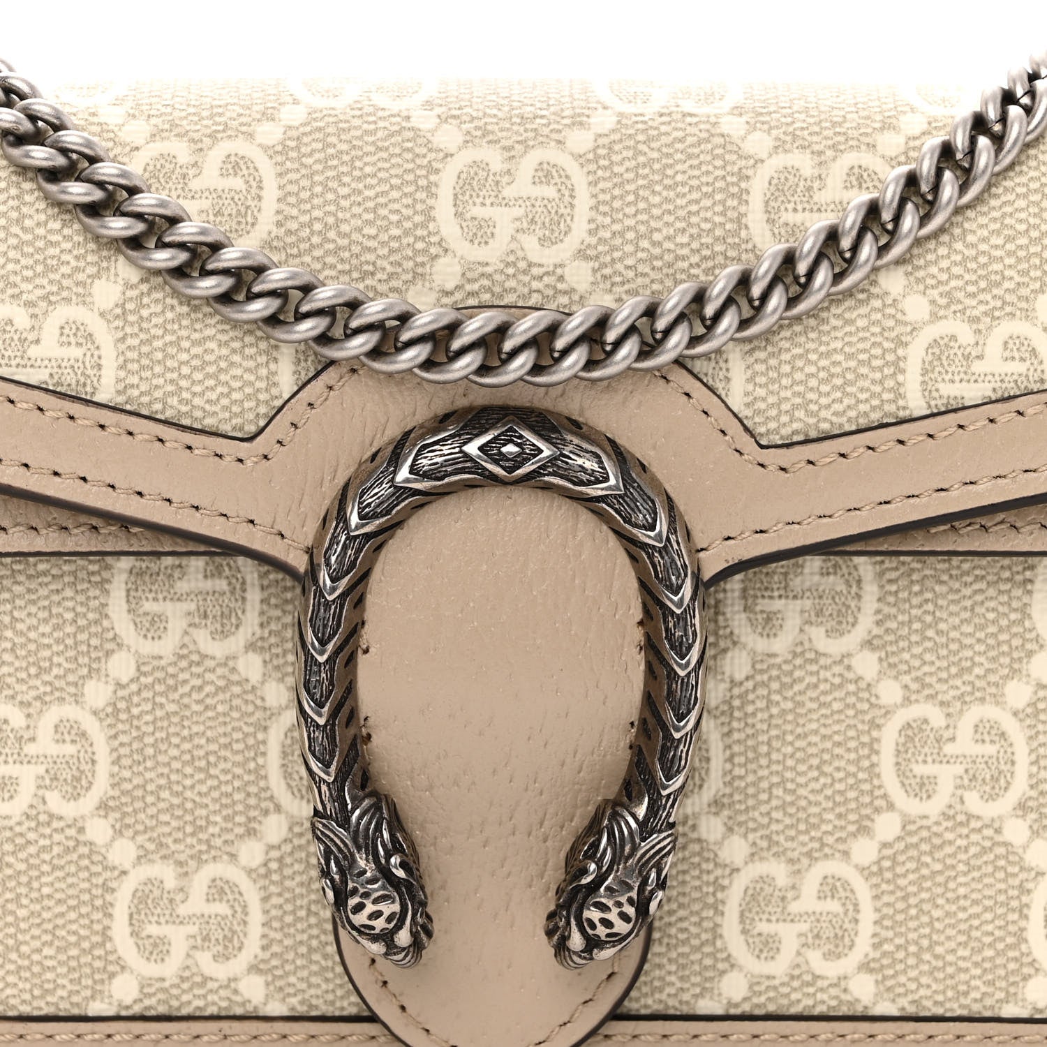 Gucci GG Supreme Monogram Textured Dollar Calfskin Super Mini Dionysus Shoulder Bag Beige Mystic White Oatmeal 7 of 10