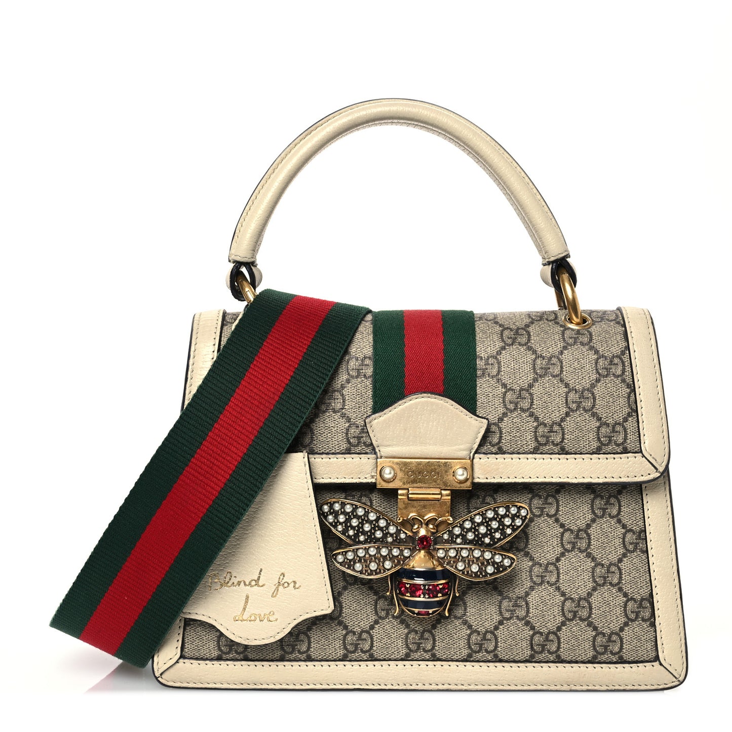GG Supreme Monogram Small Queen Margaret Top Handle Bag White