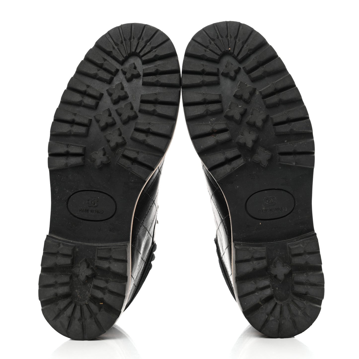 Calfskin Lace Up Combat Boots 38 Black