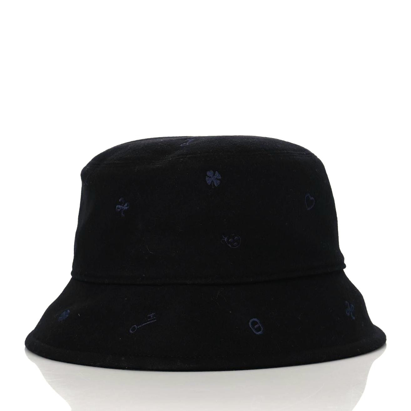 Hermes Cashmere Debbie Charms Bucket Hat 59 Black 5 of 7