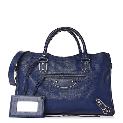 Balenciaga Chevre Gold Metallic Edge Hardware City Bleu Roi 1 of 13