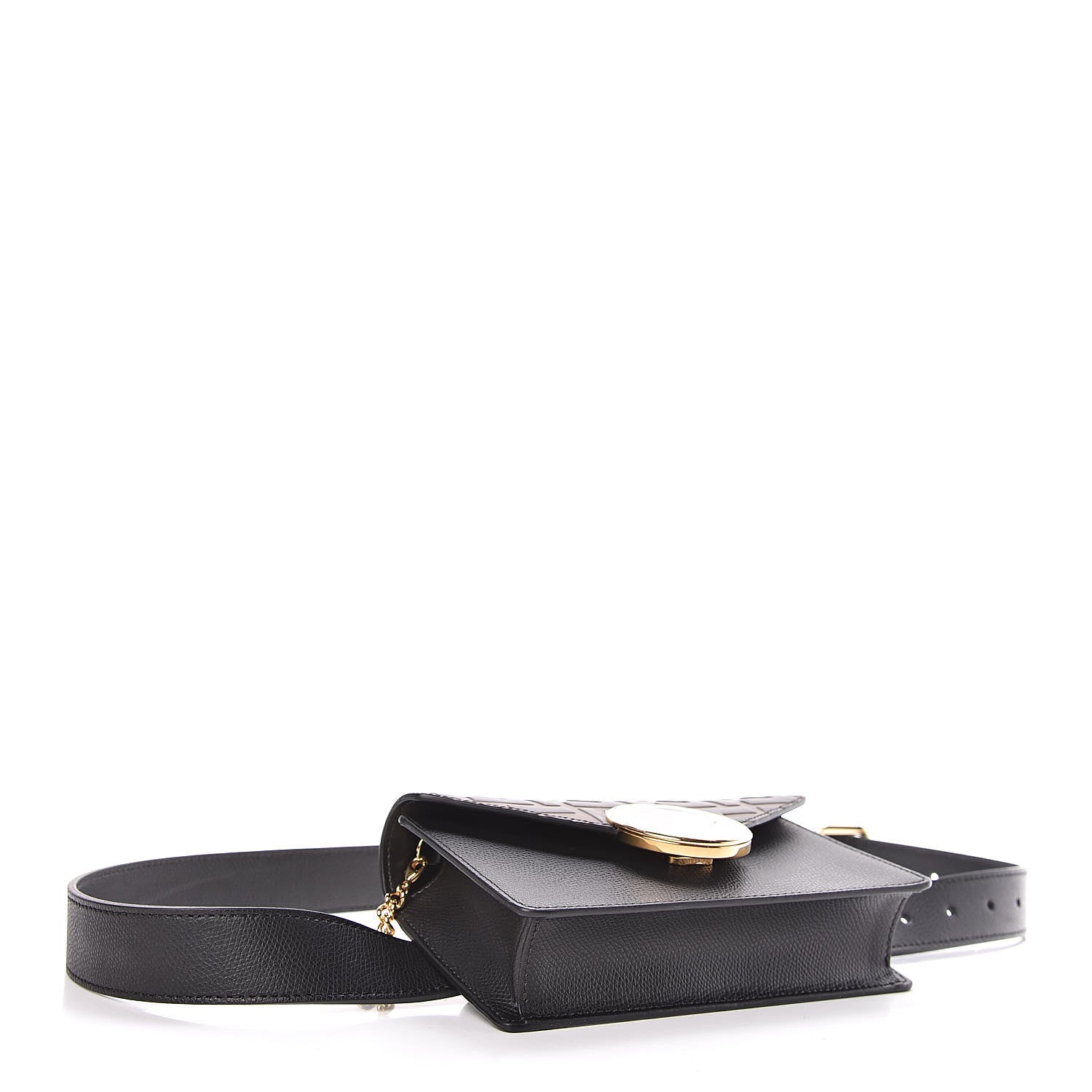 Fendi Vitello Cruise F is Fendi Bi-Color FF 1974 Embossed Envelope Belt Bag Maya Black 5 of 11