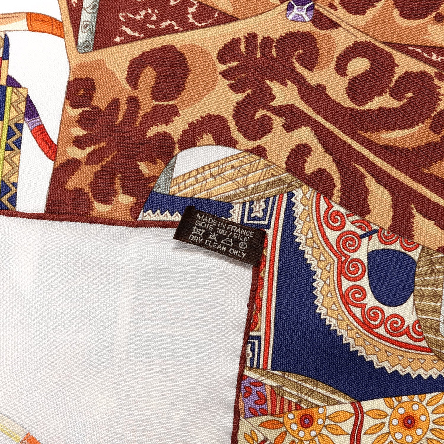 Hermes Silk Voyage En Etoffes Scarf 90 White Rouge H 3 of 4