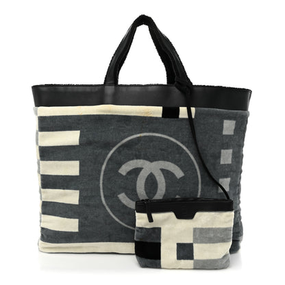 Chanel Terry Cotton Reversible CC Beach Tote Black 1 of 24