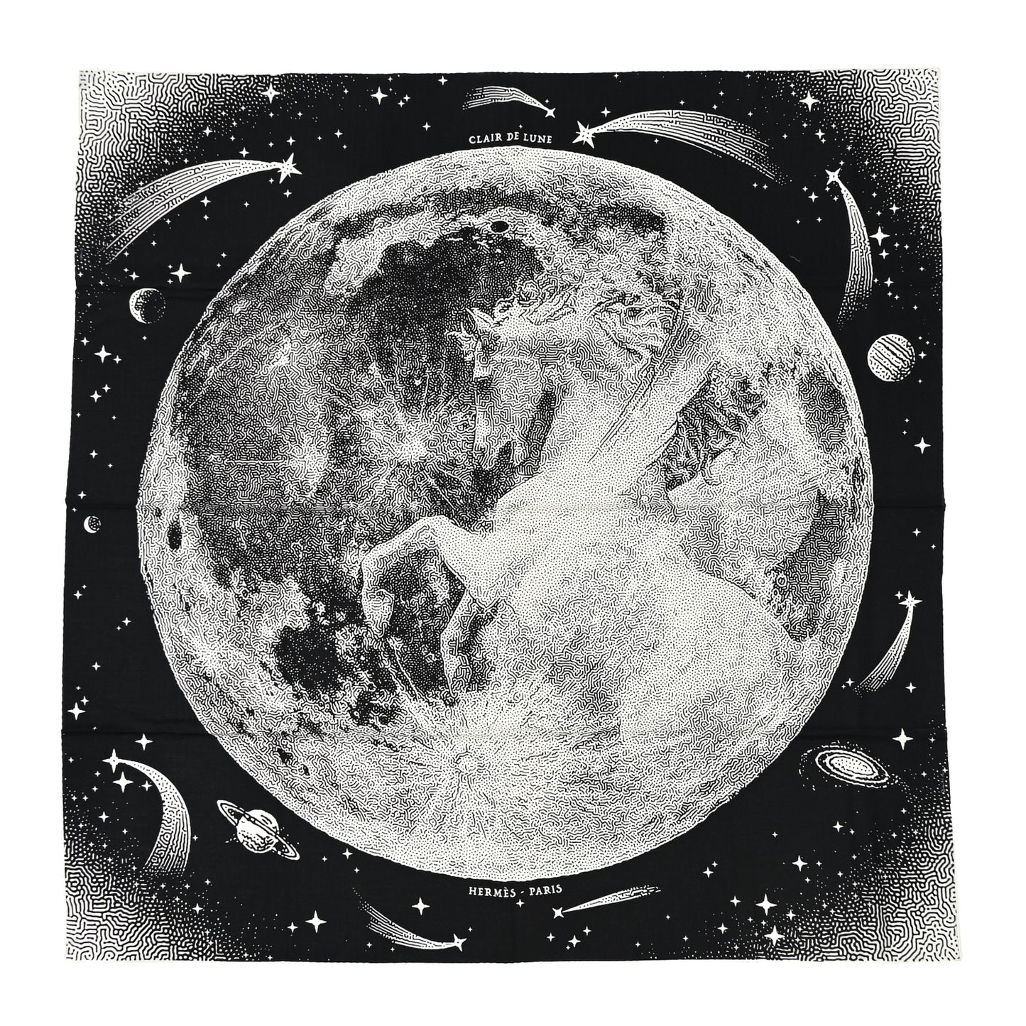 Silk Cashmere Clair De Lune Shawl 140 Black White