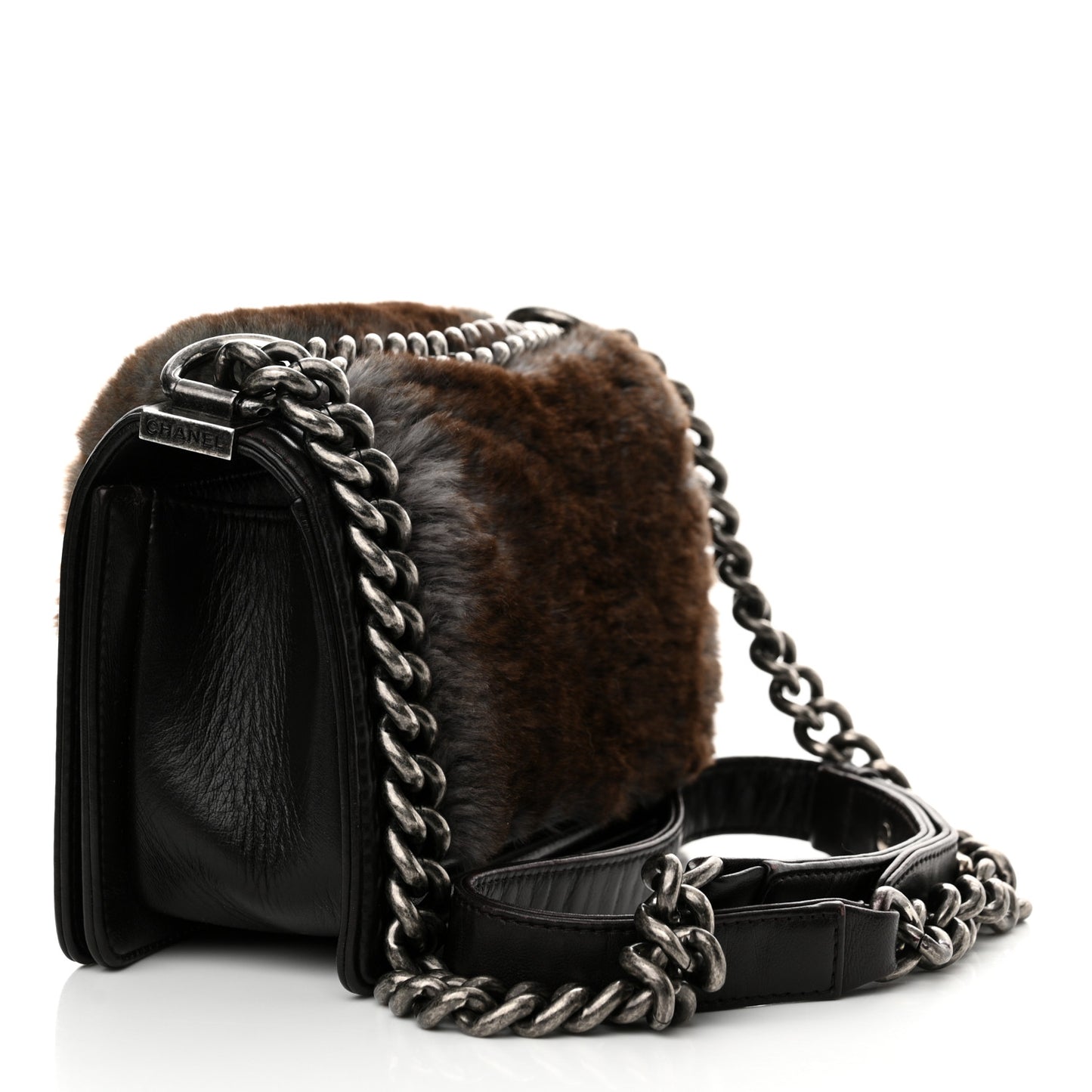 Orylag Rabbit Fur Calfskin Small Boy Flap Brown