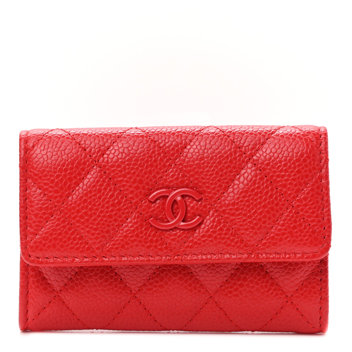 Caviar Quilted Incognito Flap Card Holder Red