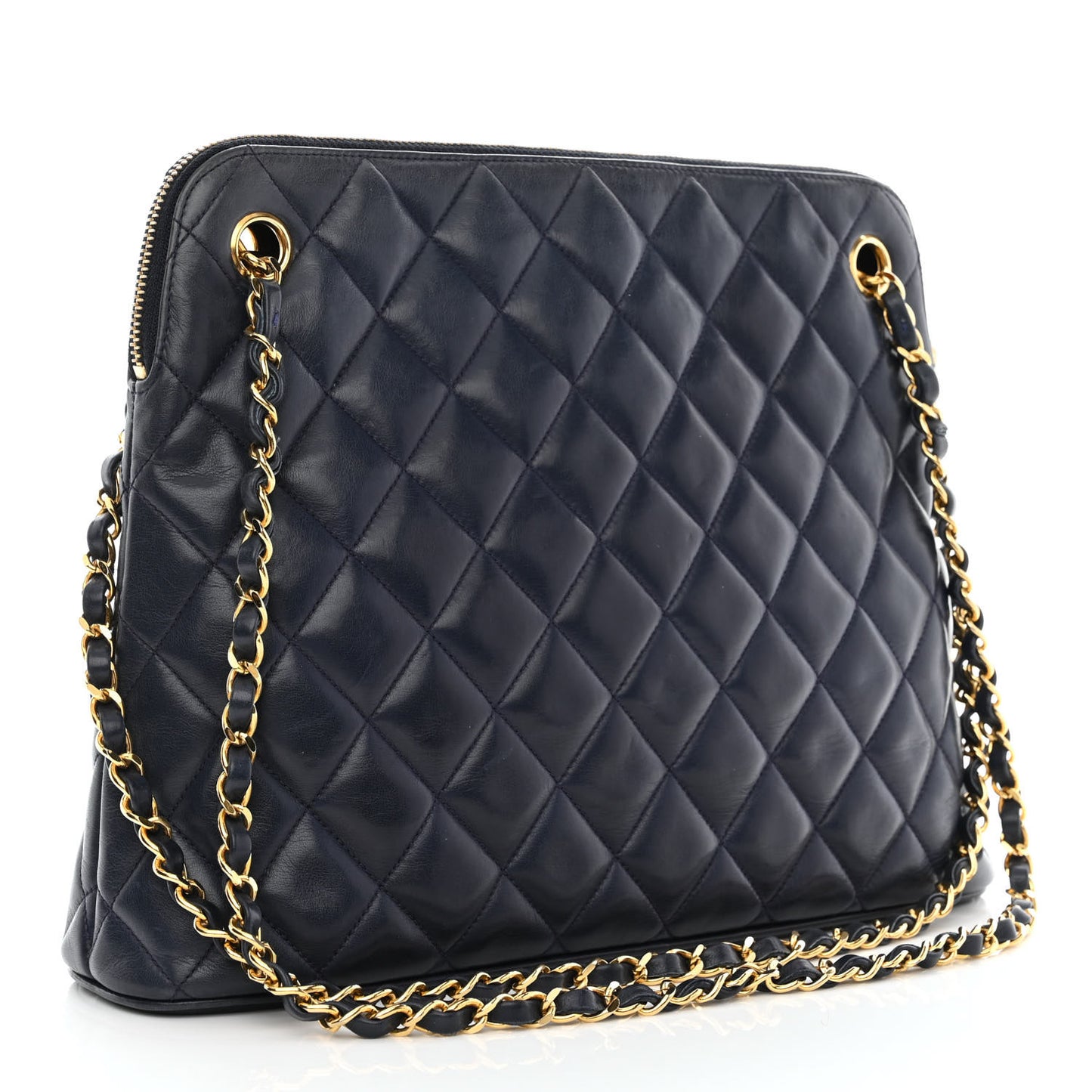 Lambskin Quilted Shoulder Bag Navy