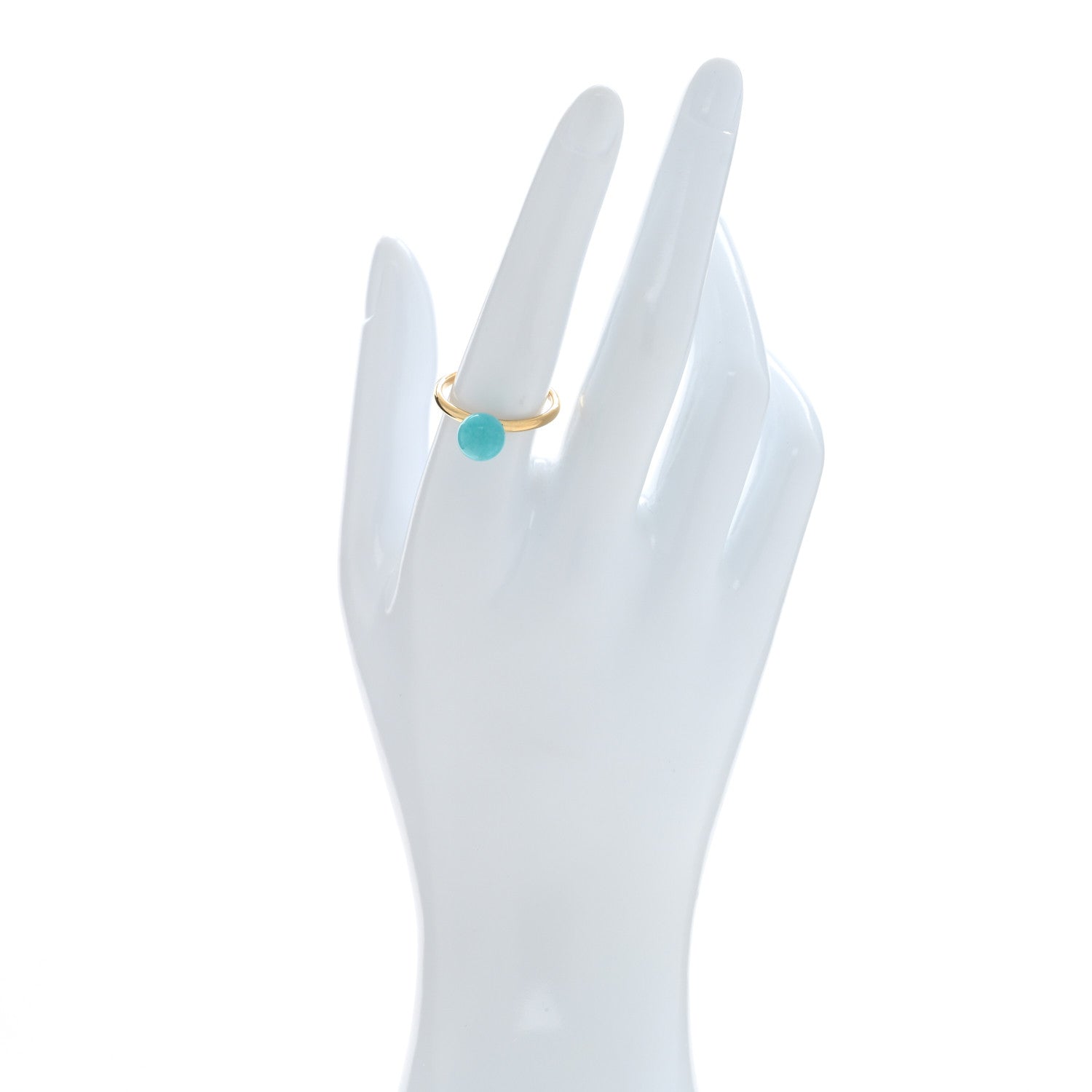 Tiffany 18K Yellow Gold Amazonite 8mm HardWear Ball Ring 56 7.5 2 of 5