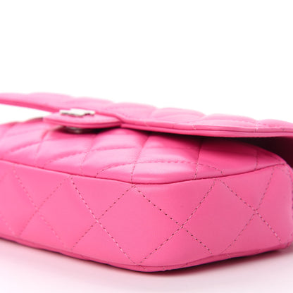 Chanel Lambskin Quilted Flap Phone Holder With Chain Neon Pink 8 of 13