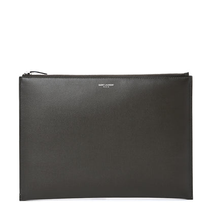 Saint Laurent Matte Grain De Poudre Zipped Document Holder Khaki 1 of 7