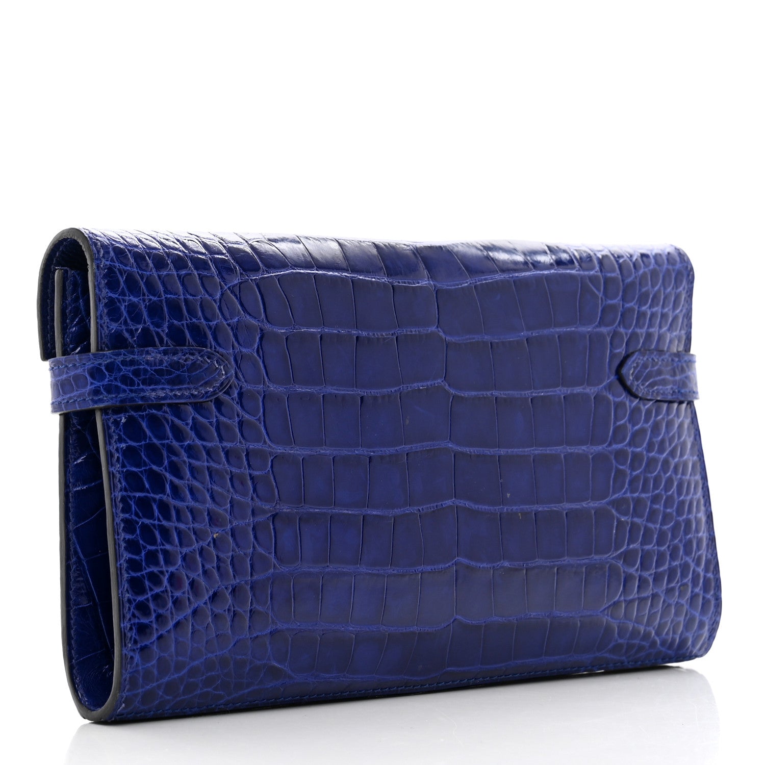 Hermes Shiny Alligator Kelly Longue Wallet Bleu Electrique 3 of 13