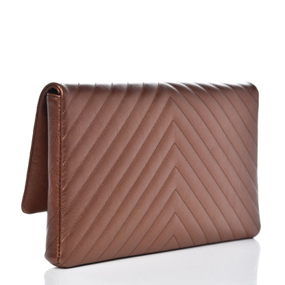 Chanel Metallic Aged Calfskin Chevron Quilted Reissue 2.55 Clutch Bronze 3 of 7
