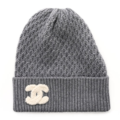 Chanel Cashmere CC Beanie Hat Grey 1 of 6