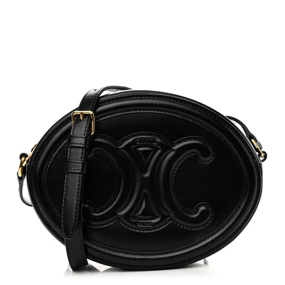 Celine Smooth Calfskin Cuir Triomphe Oval Bag Black 1 of 9