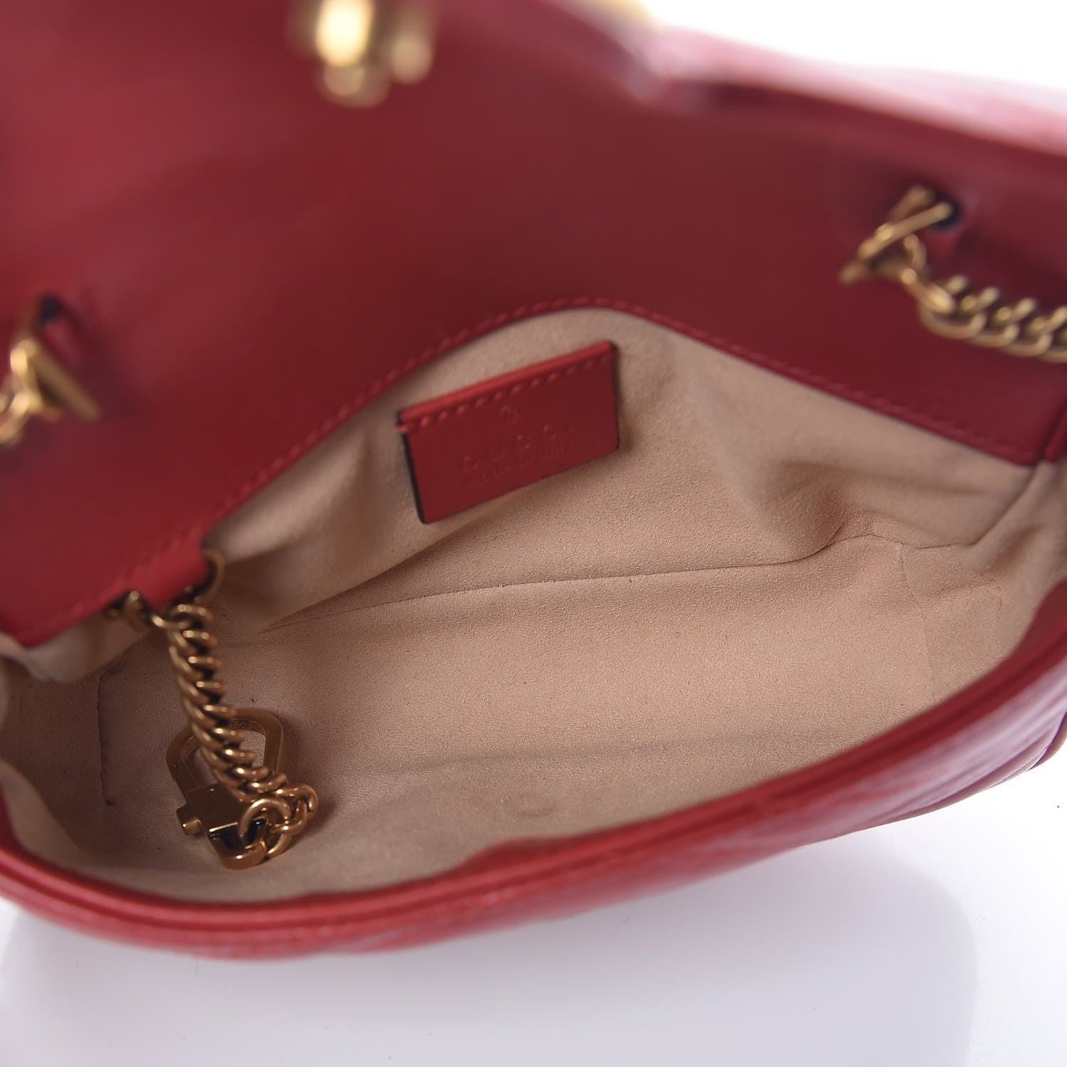 Gucci Calfskin Matelasse Super Mini GG Marmont Shoulder Bag Hibiscus Red 5 of 11