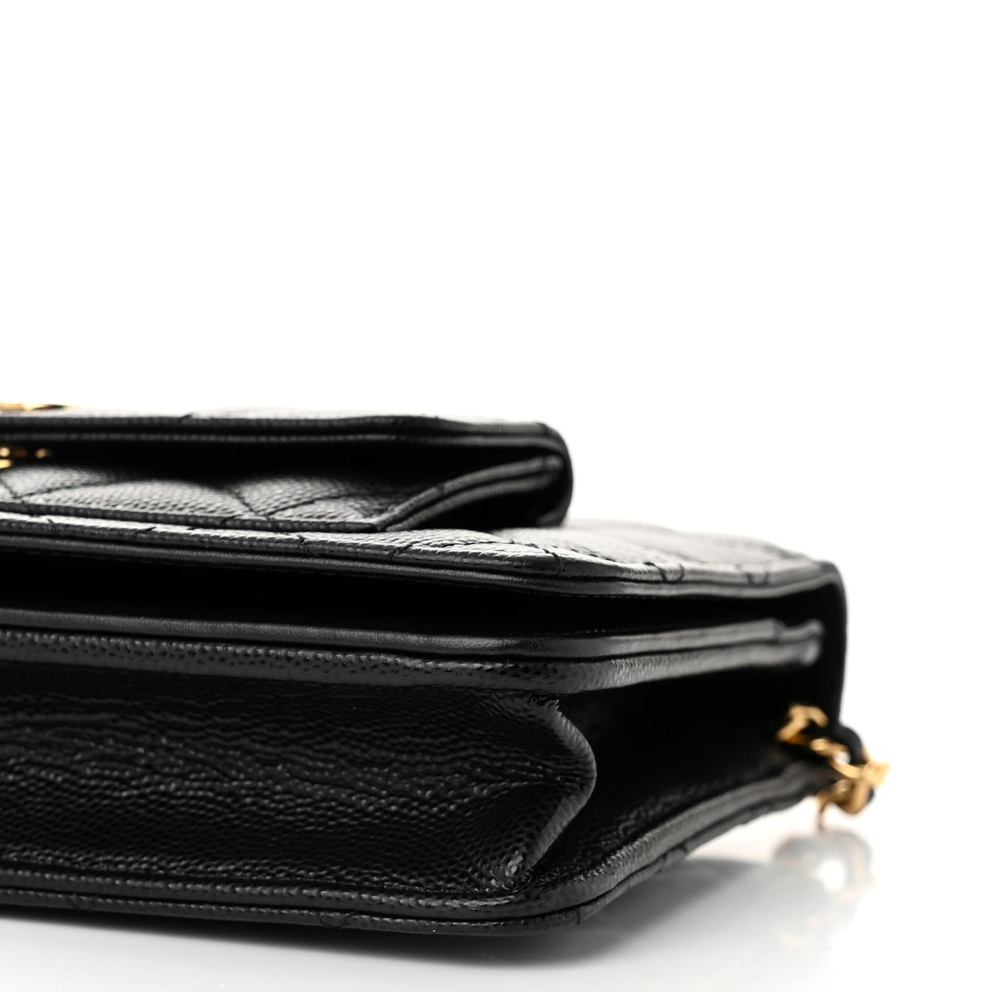 Caviar Quilted Pocket Clutch With Chain WOC Black