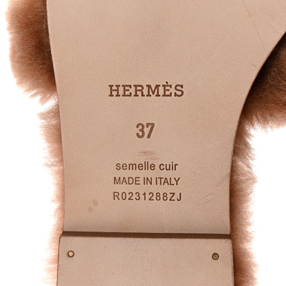 Hermes Woolskin Oran Sandals 37 Naturel 7 of 9