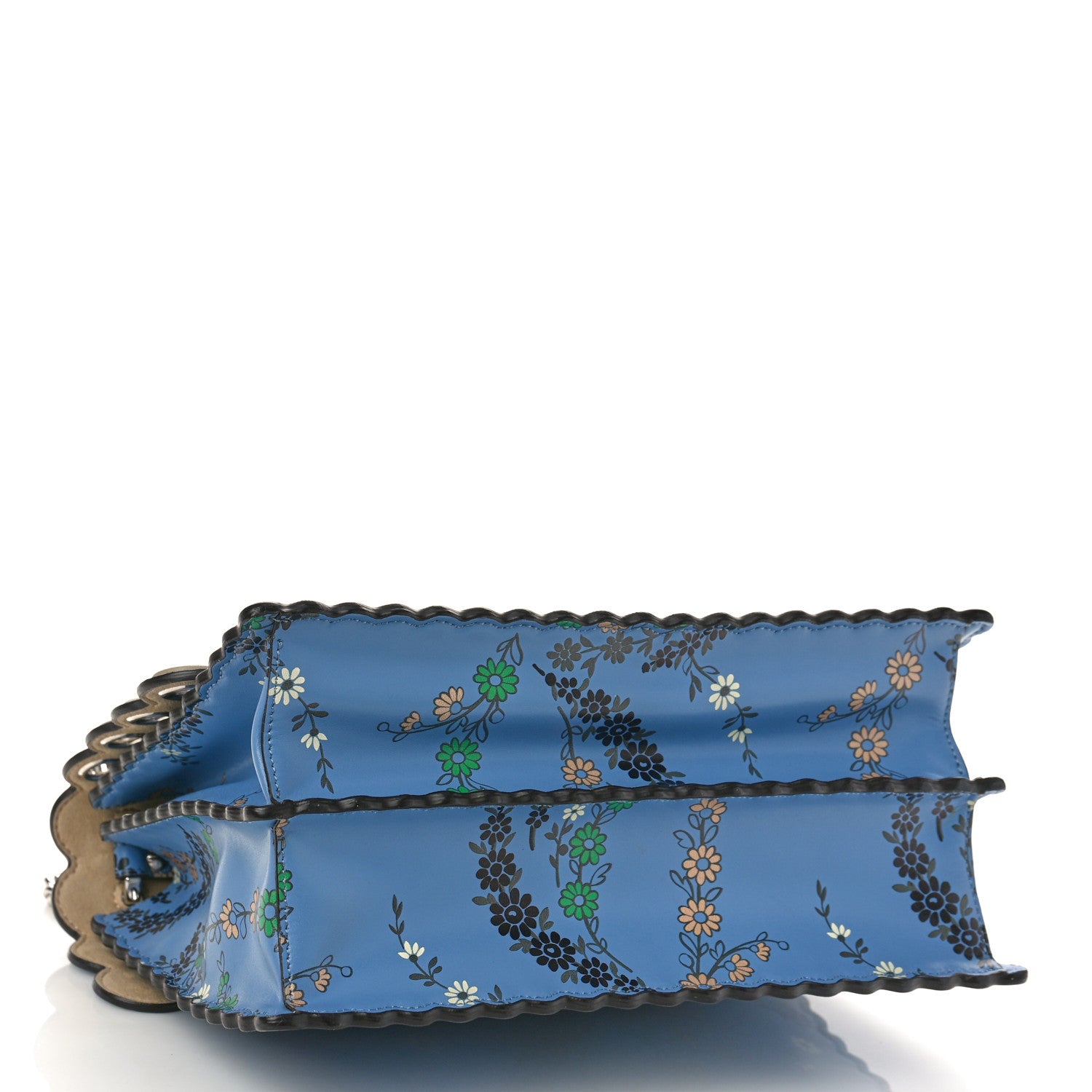 Fendi Vitello Liberty Japanese Blossom Scalloped Studded Grommet Kan I Shoulder Bag Nebula Multicolor 4 of 8