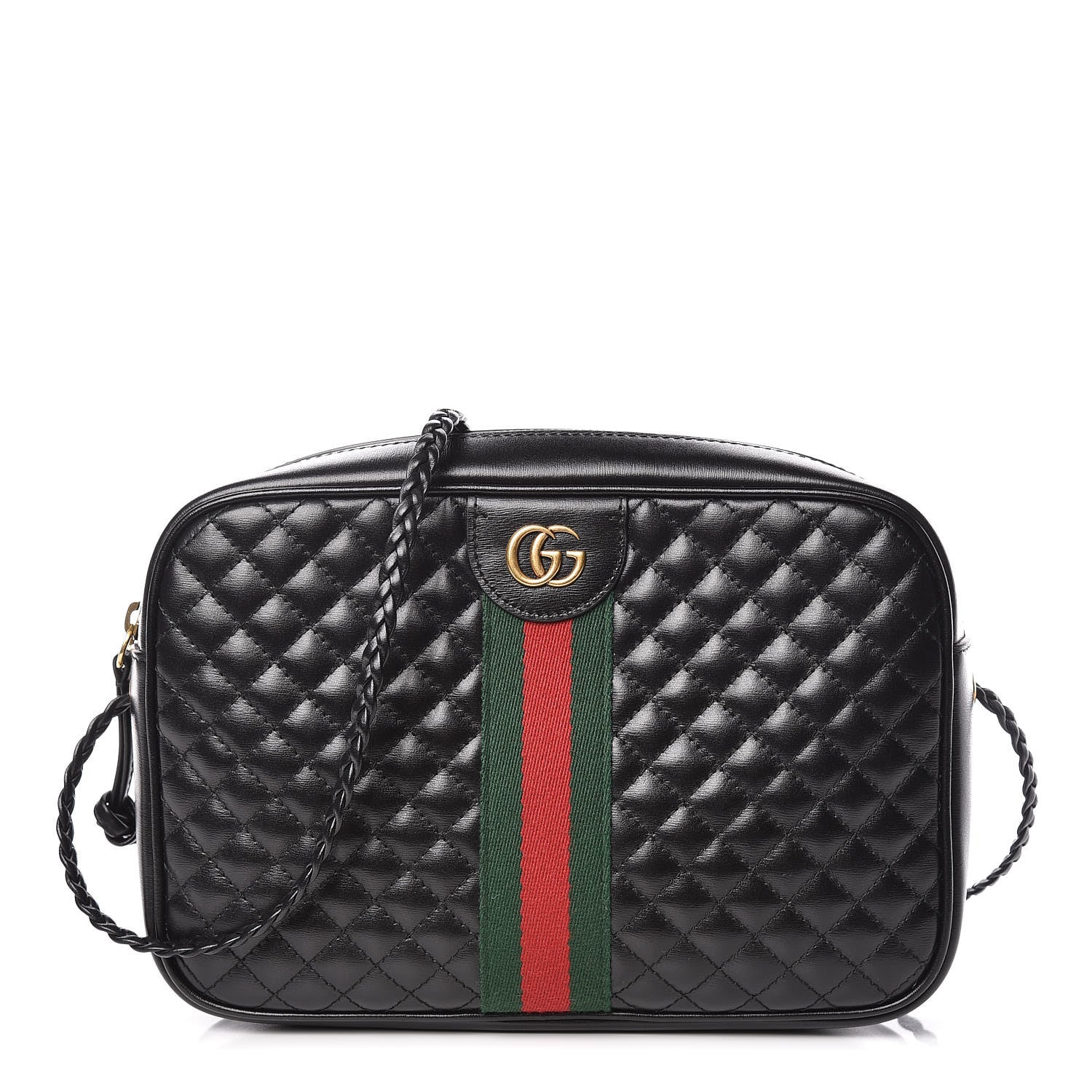Gucci Calfskin Web Trapuntata Small GG Shoulder Bag Black 1 of 10
