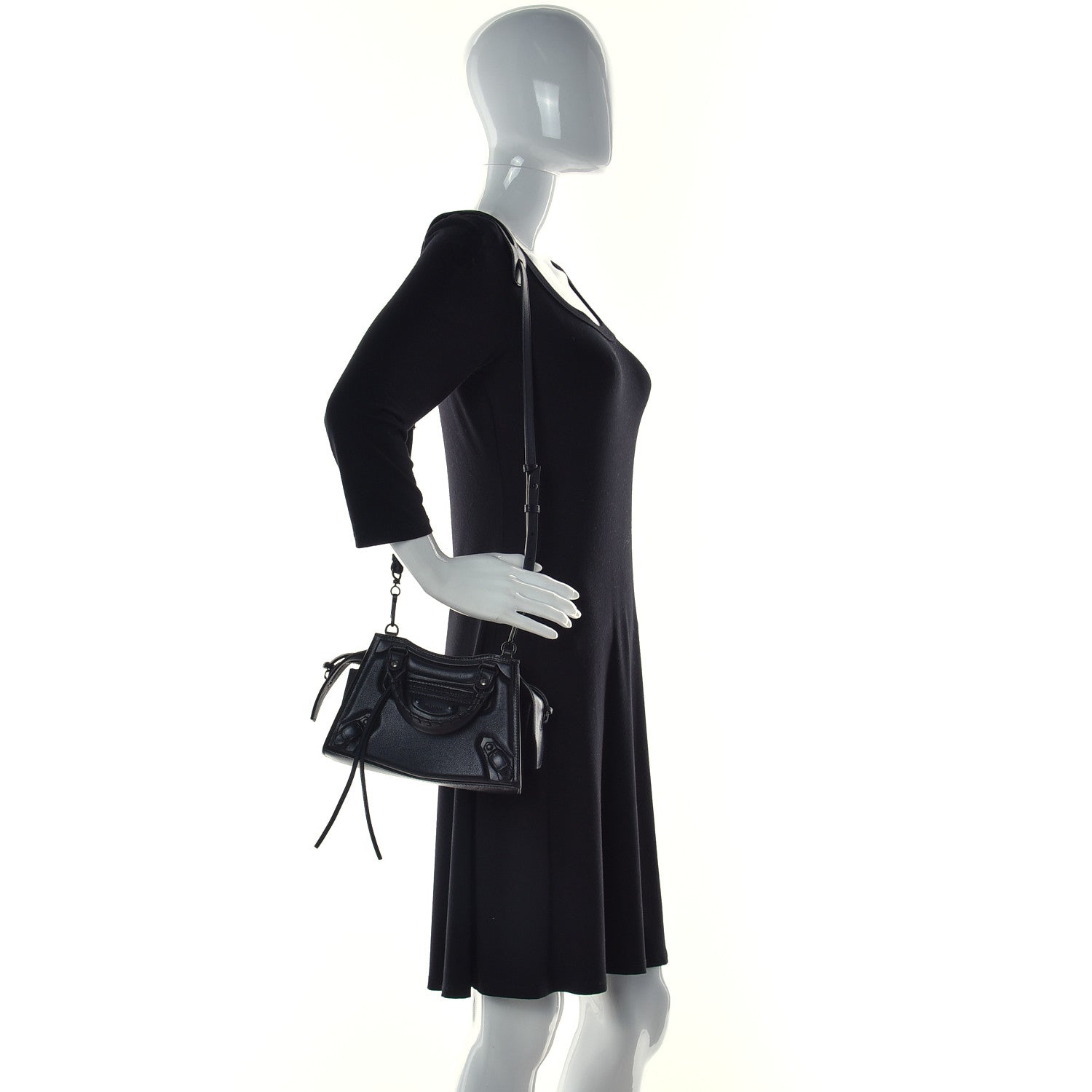 Balenciaga Cake Calfskin Tonal Hardware Mini Neo Classic City Black 2 of 12