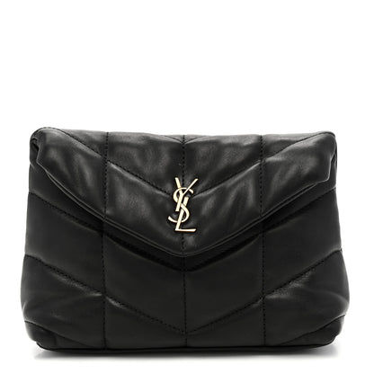 Saint Laurent Lambskin Monogram Loulou Puffer Pouch Clutch Black 1 of 9
