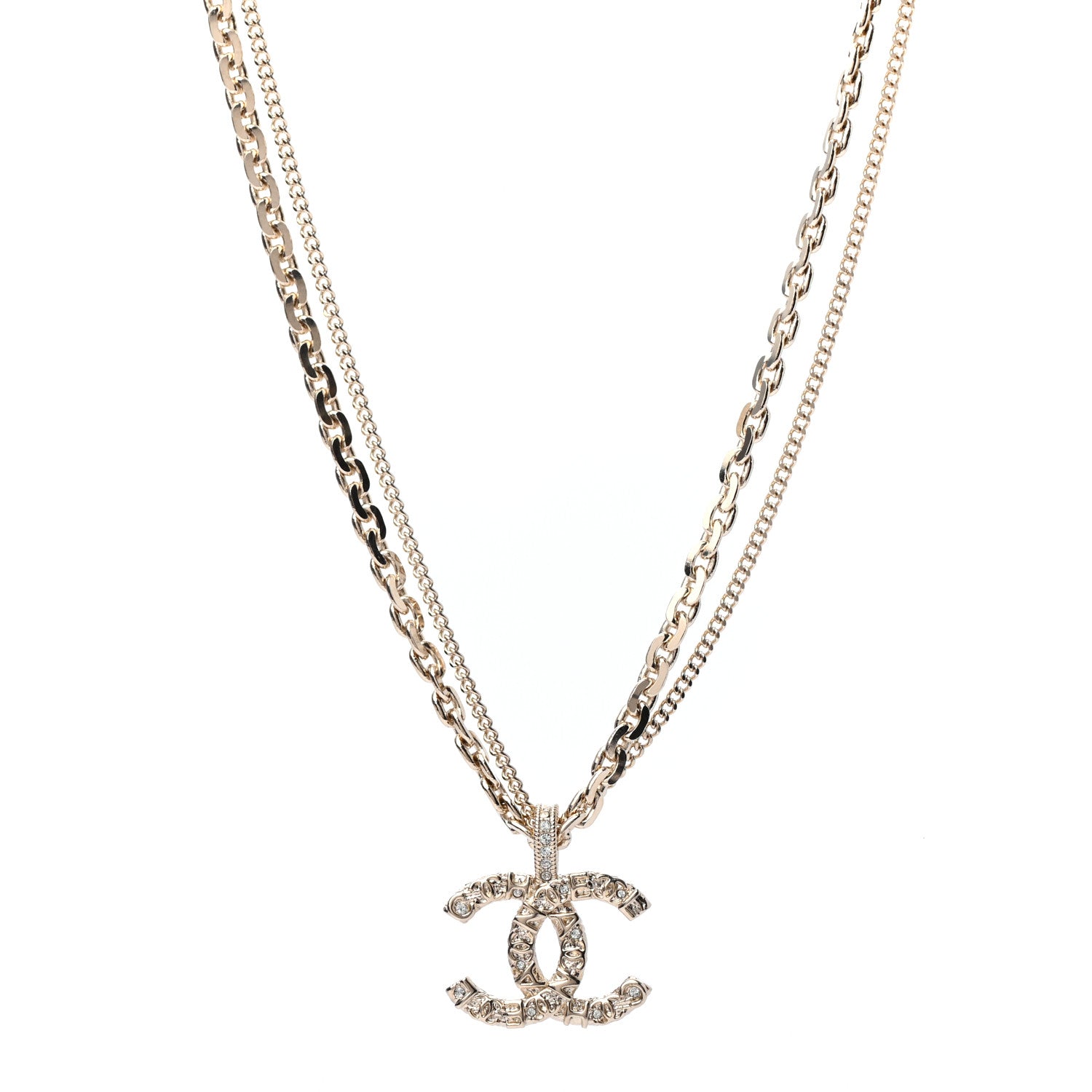 Chanel Crystal CC Multi Strand Chain Necklace Gold 1 of 5