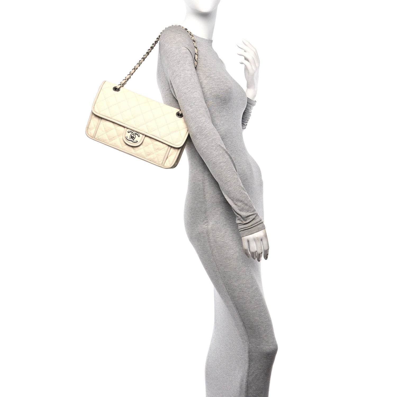 Chanel Caviar Quilted Medium French Riviera Flap White 2 of 12