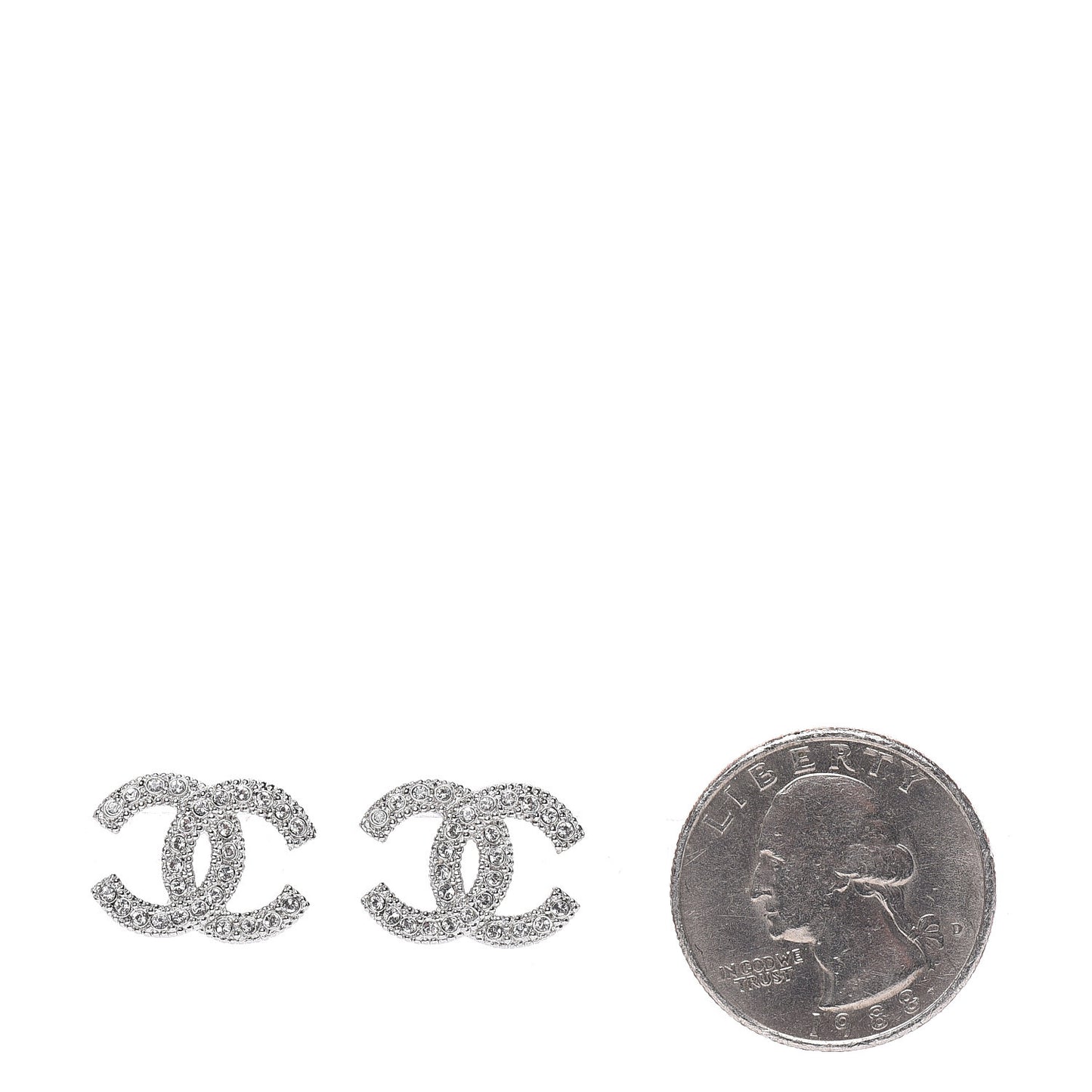 Crystal CC Coco Flapper Earrings Silver