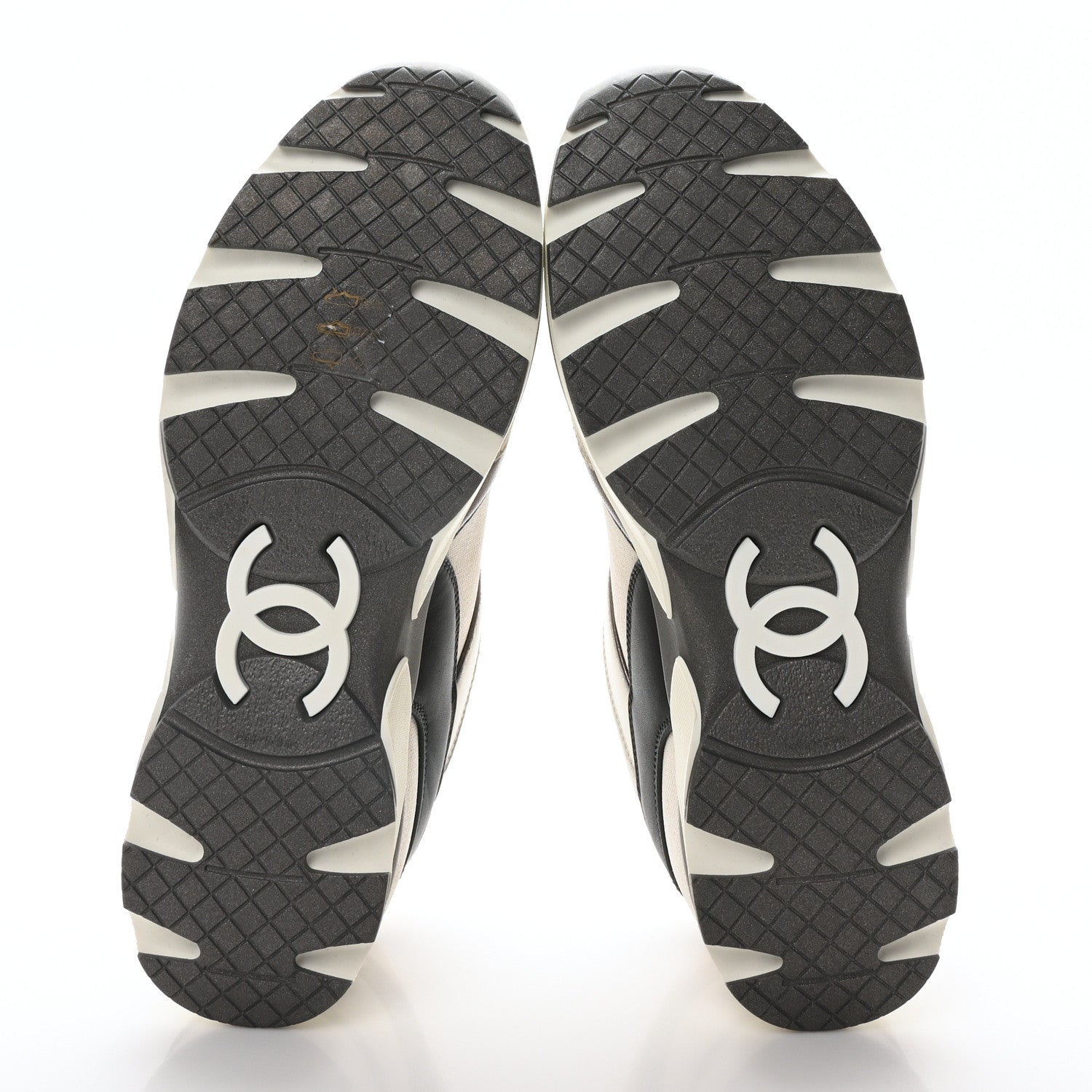 Chanel Suede Calfskin CC Sneakers 40 White Grey 6 of 9