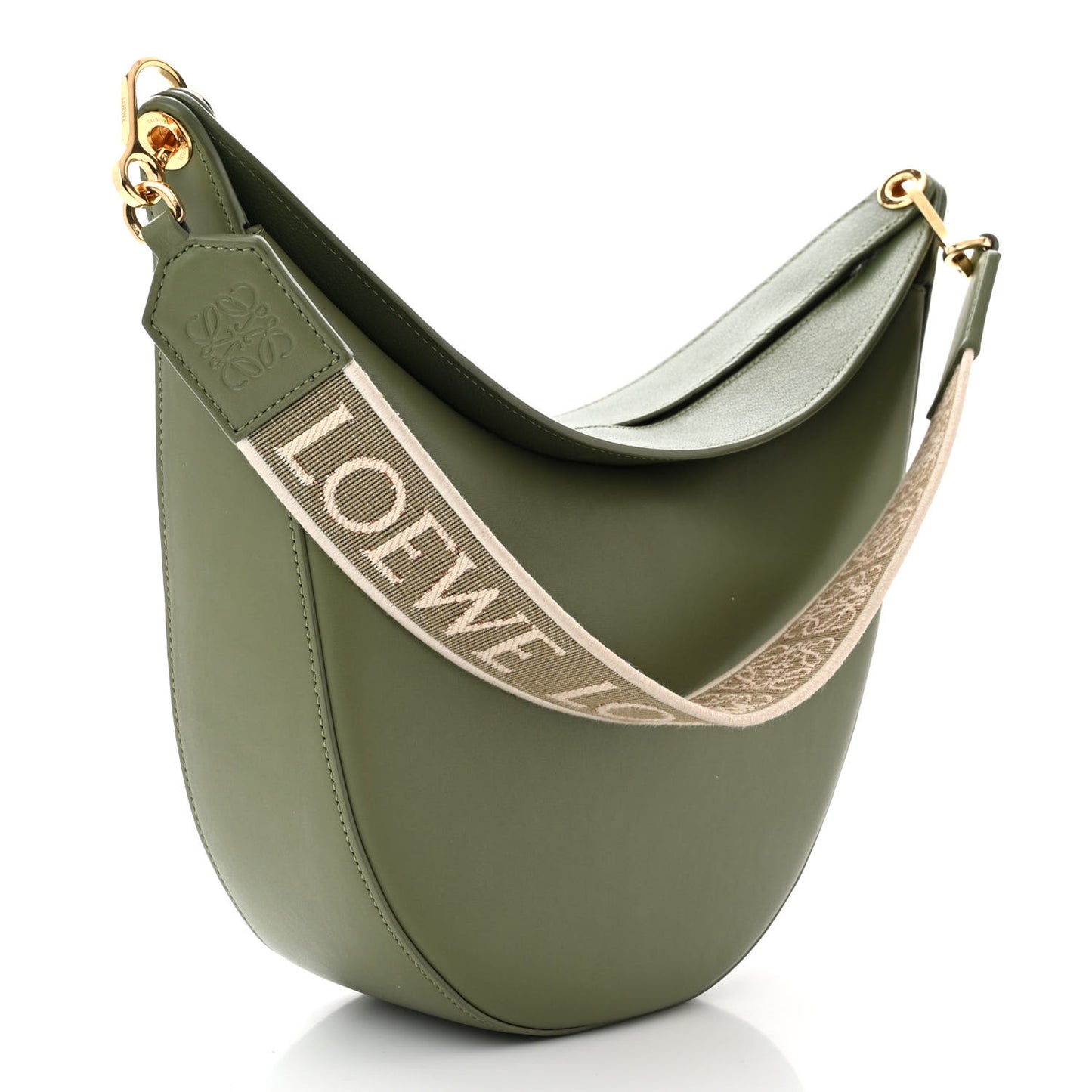 Satin Calfskin Jacquard Luna Bag Avocado Green