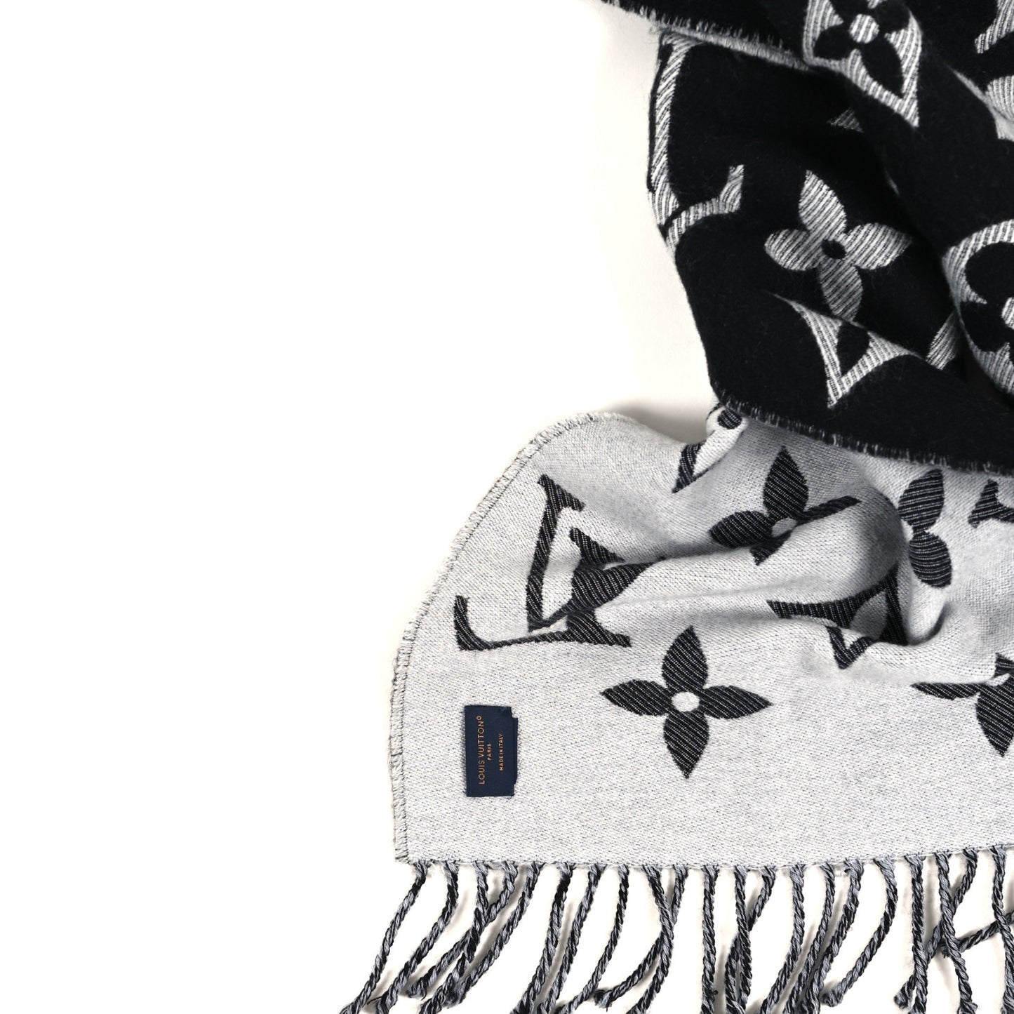 Wool Monogram LV Essential Scarf Black