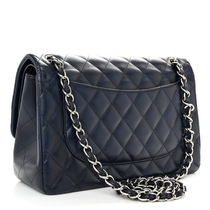 Chanel Lambskin Quilted Jumbo Double Flap Navy Blue 3 of 12